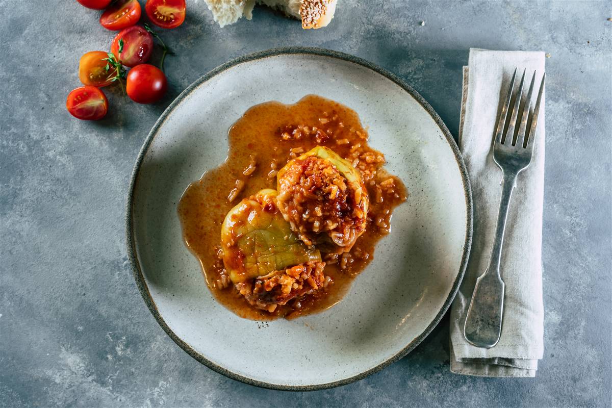 פלפל ממולא אורז ברוטב עגבניות ביתי