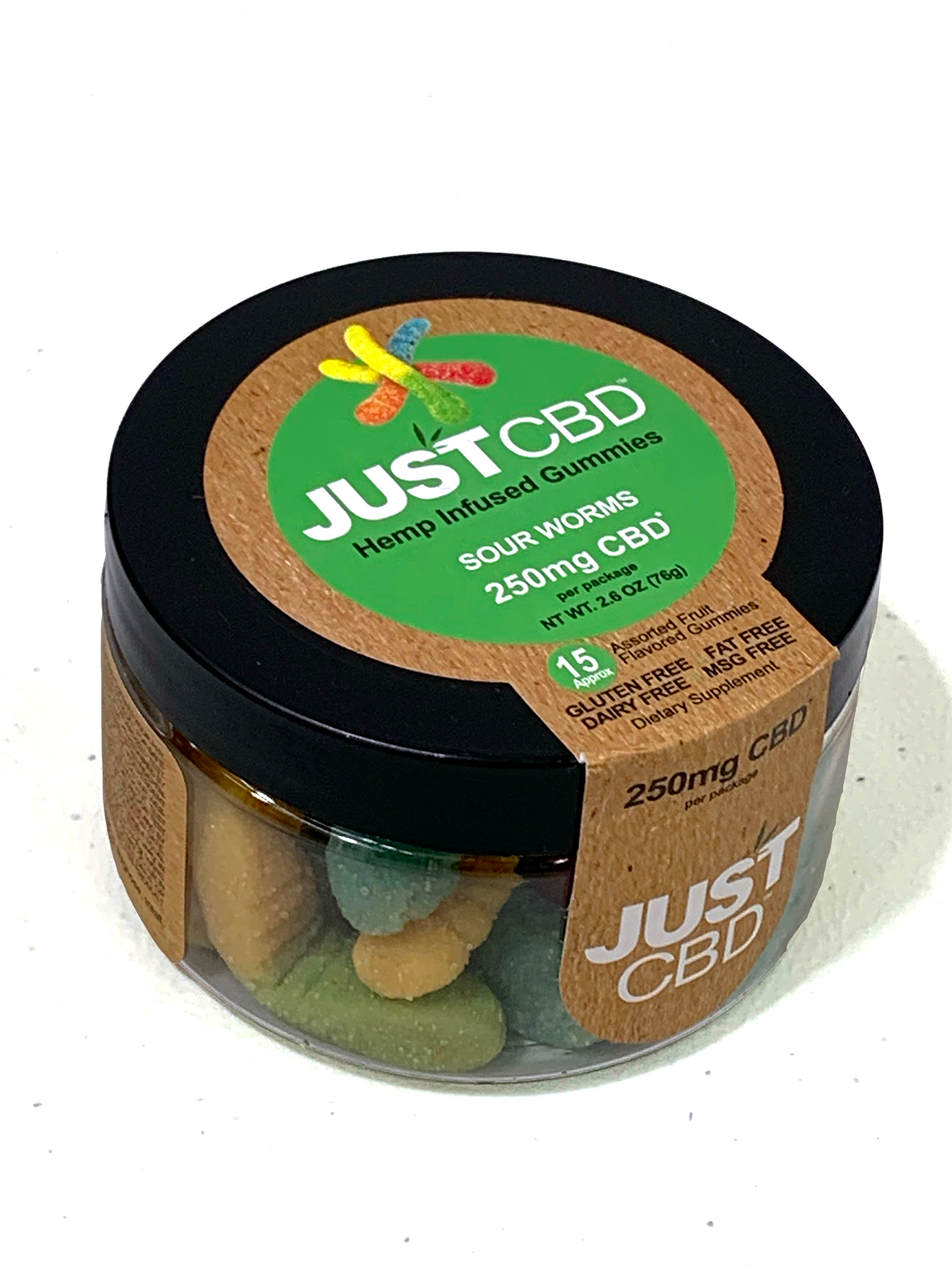 Just CBD Hemp Infused Gummies 250mg CBD Sour Worms