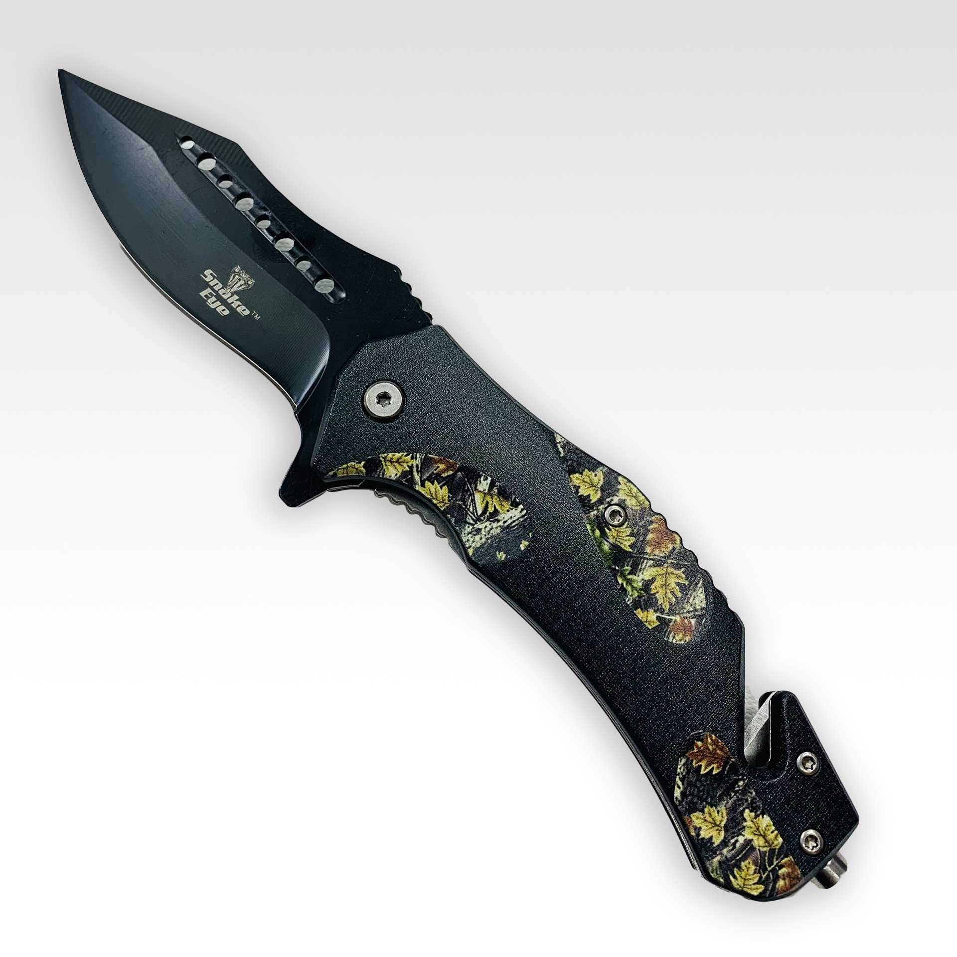 Snake Eye™ Spring-Assist Tactical Folding Knife Leaves Design