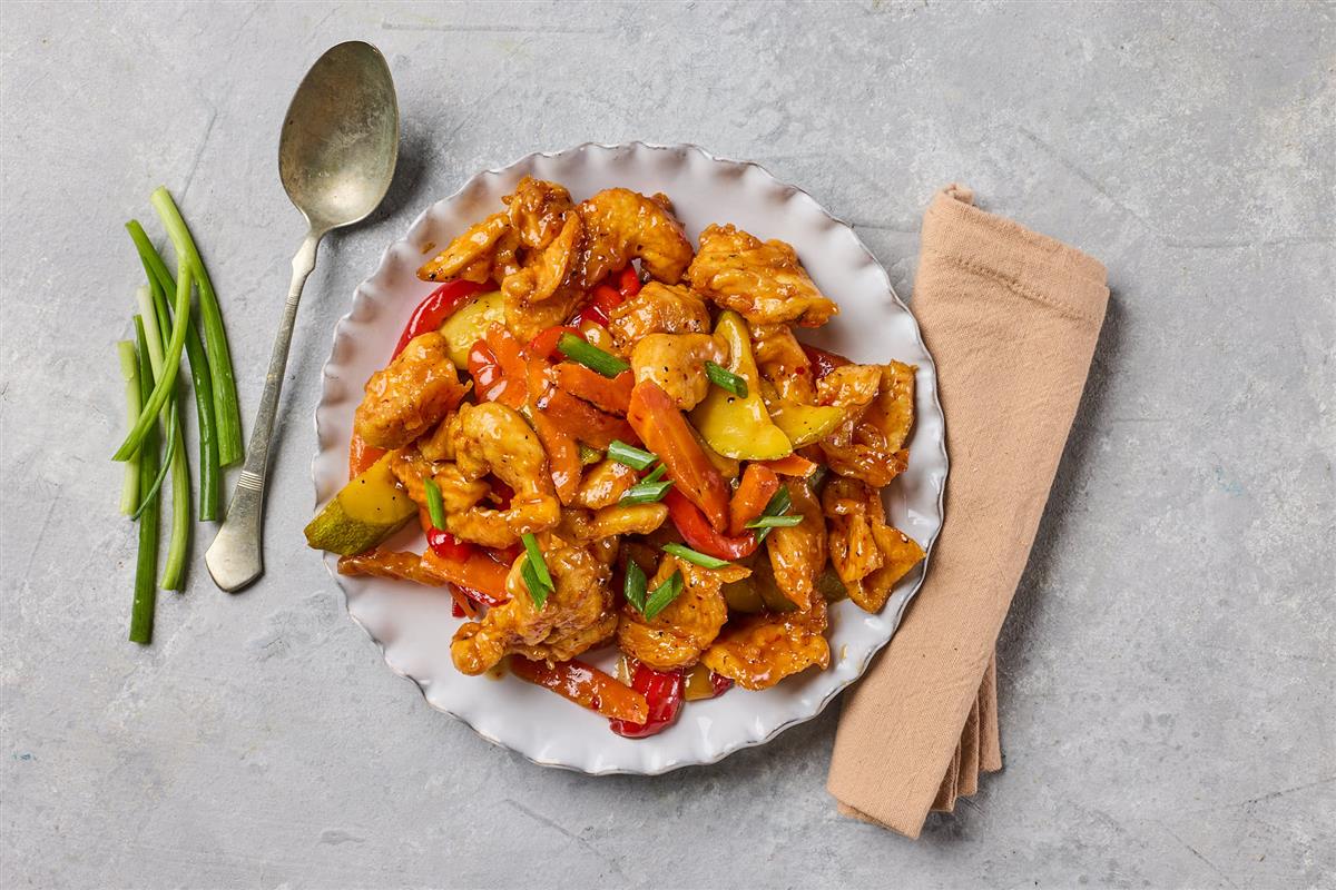 Stir-fried chicken and vegetables – meaty – aluminum pan, about 650 ml – 5 servings