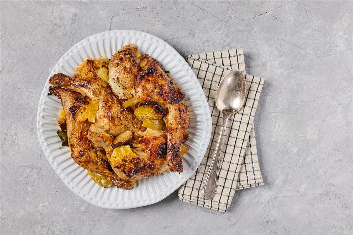 Tropical style chicken (oranges and pineapple) – meaty – aluminum pan, 5 servings