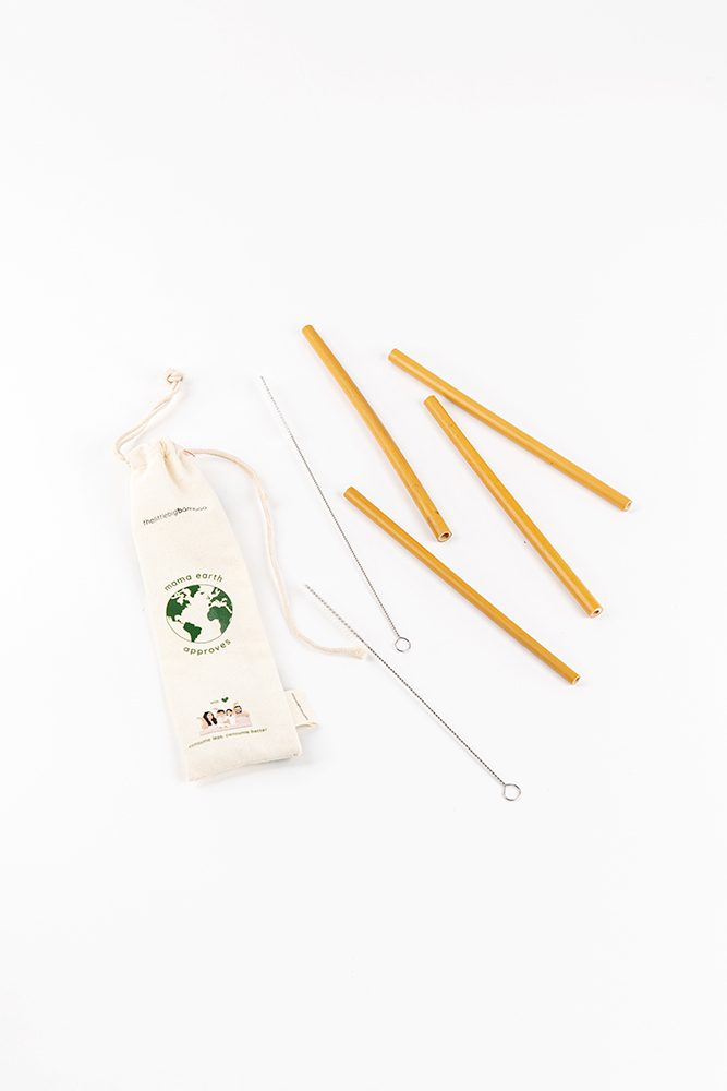 Eco-friendly set of 8 bamboo straws