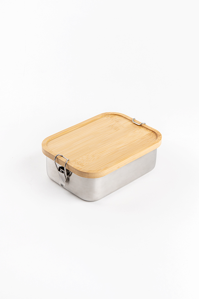 1200ml Medium stainless steel lunch box with bamboo lid