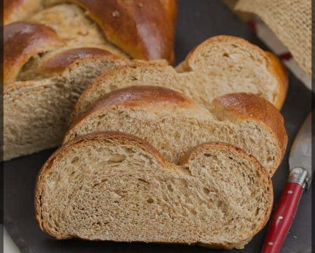 Braided whole wheat challah