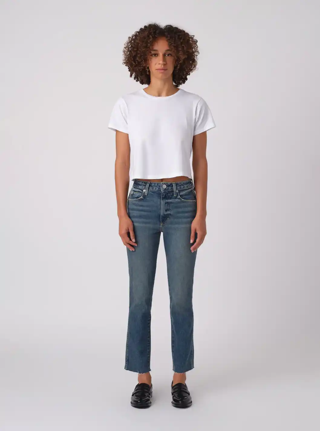 A01267R - CHLOE CROP W/ RAW HEM