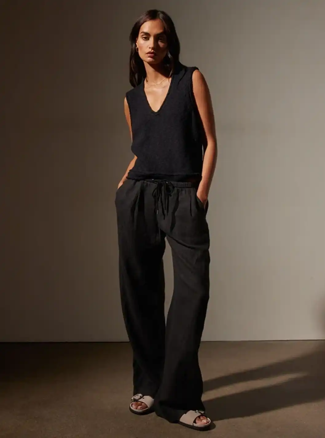 WIDE LEG RELAXED LINEN PANT