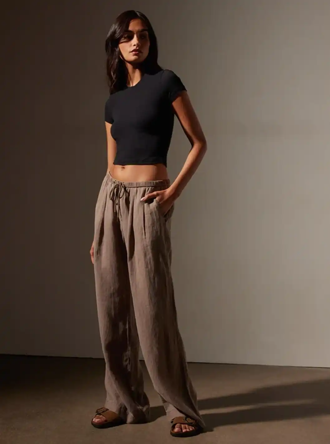 WIDE LEG RELAXED LINEN PANT