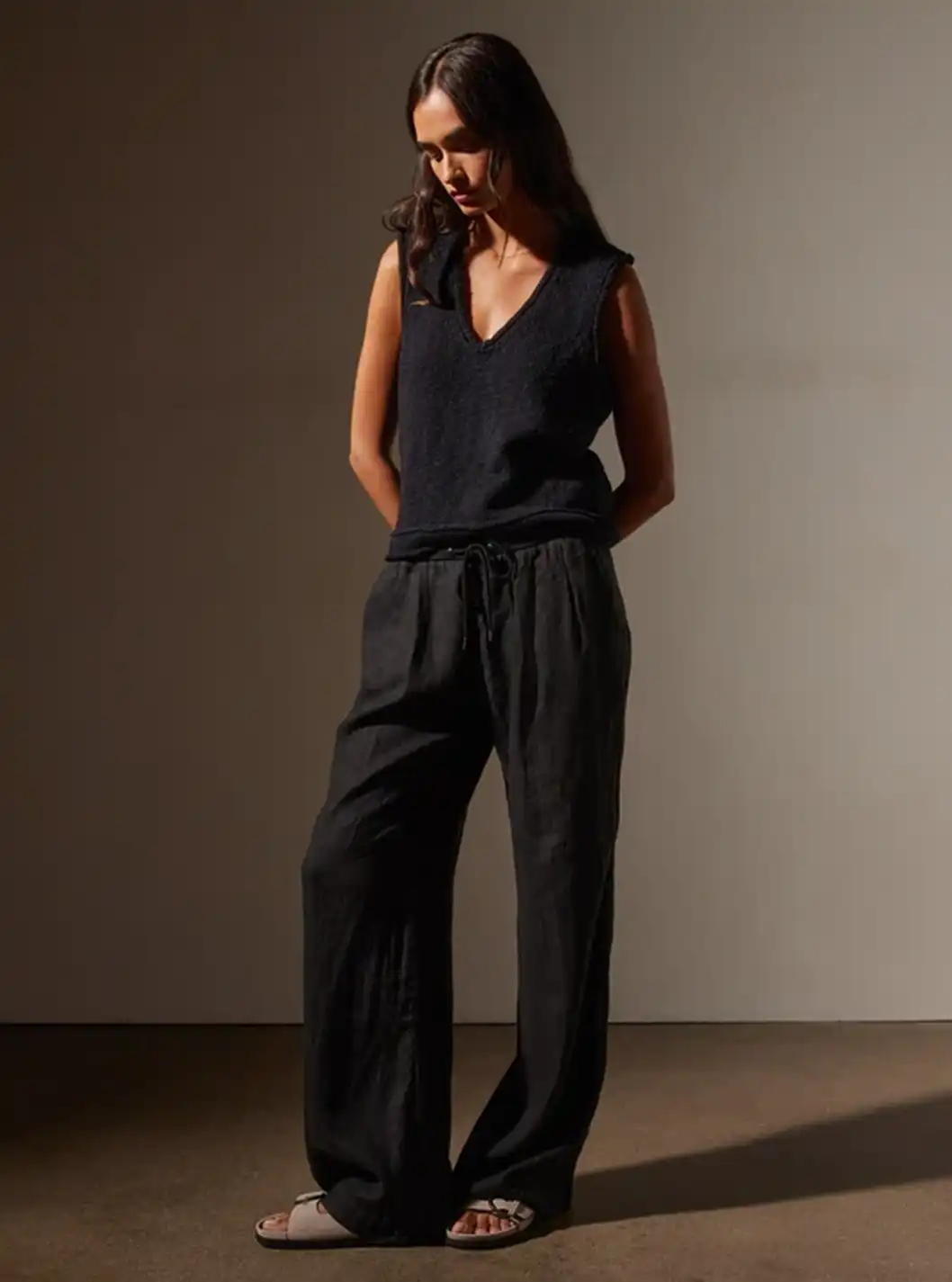 WIDE LEG RELAXED LINEN PANT