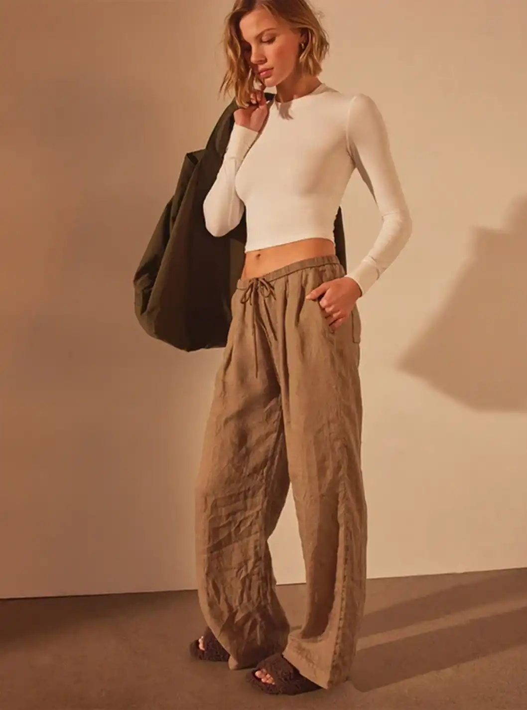 WIDE LEG RELAXED LINEN PANT