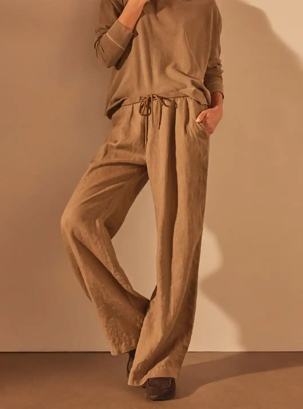 WIDE LEG RELAXED LINEN PANT