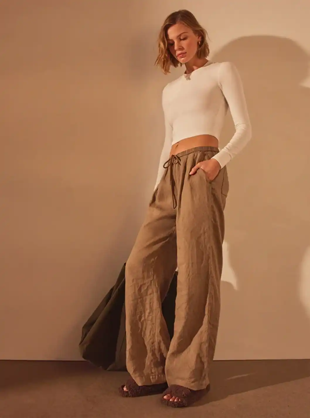 WIDE LEG RELAXED LINEN PANT