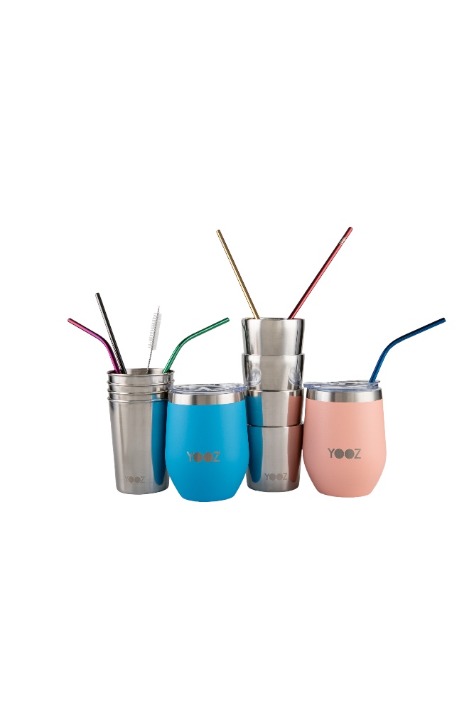 Functional reusable drinkware set