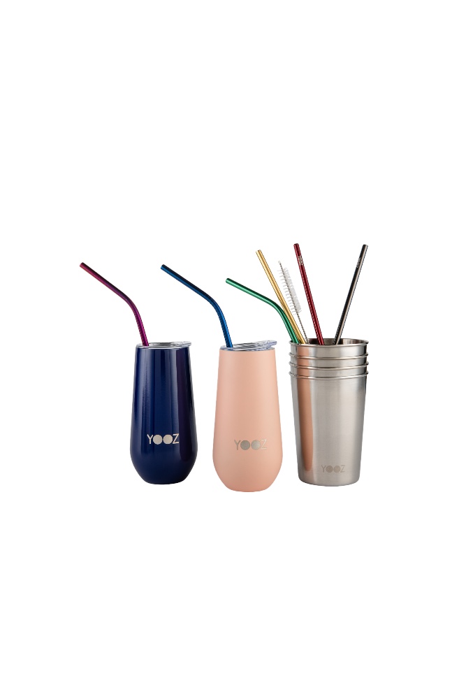 Reusable drinkware set for two