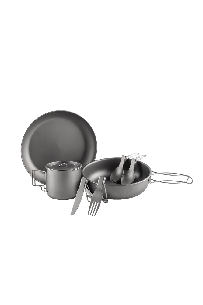 Personal titanium camping cookware set
