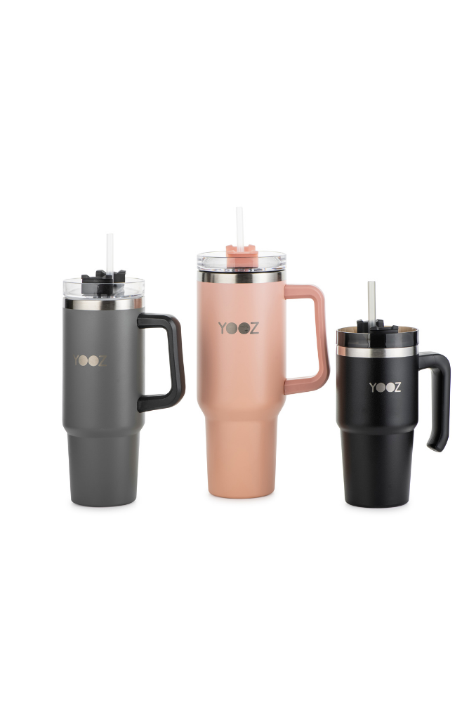 Thermal Travel Tumbler with Handle and Straw Lid