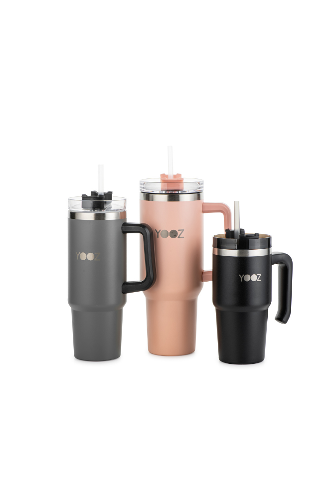 Thermal Travel Tumbler with Handle and Straw Lid