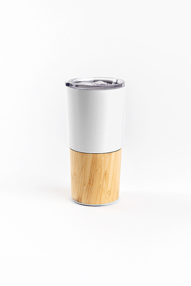 550ml stainless steel and bamboo travel coffee mug