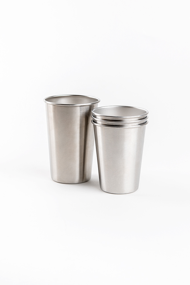 4-piece single-wall stainless steel cold drink cup set