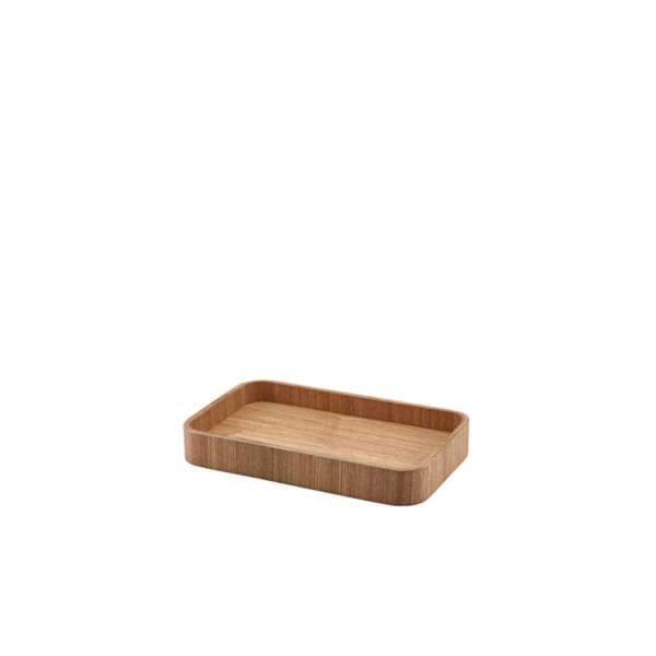 מגש עץ מלבני שוליים ישרים 23x14 ס"מ - שחור / טבעי
