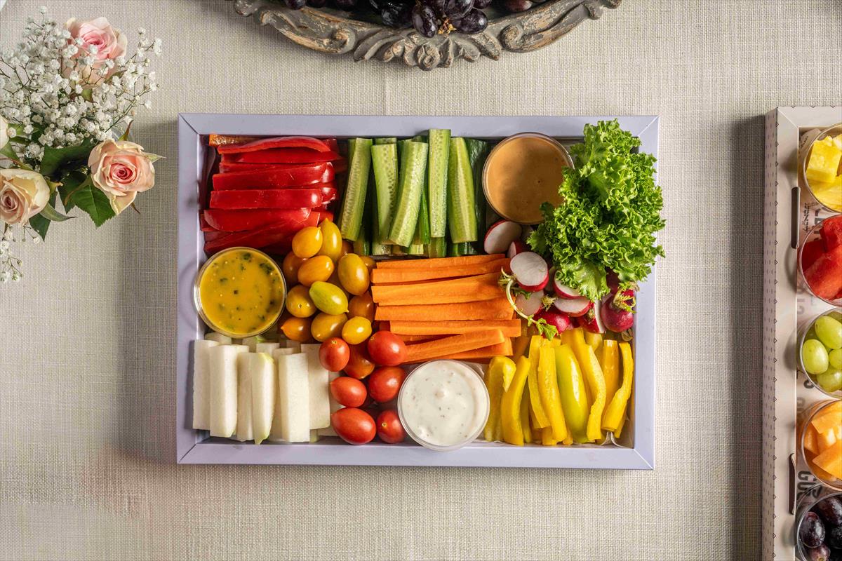 A Tray of Sliced Vegetables