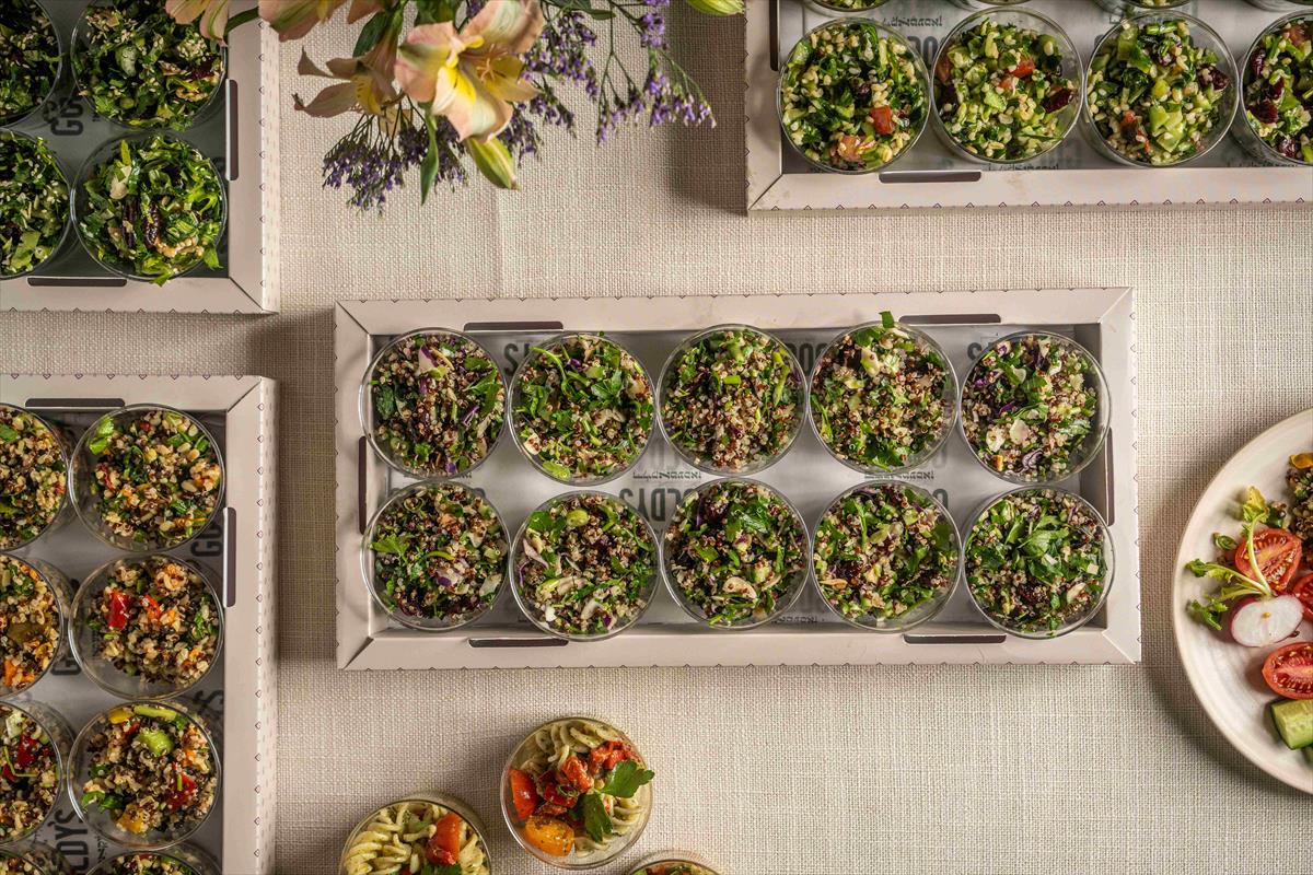 A tray of quinoa salad