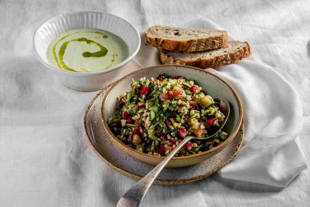 Tabouleh with seasonal vegetables and parsley