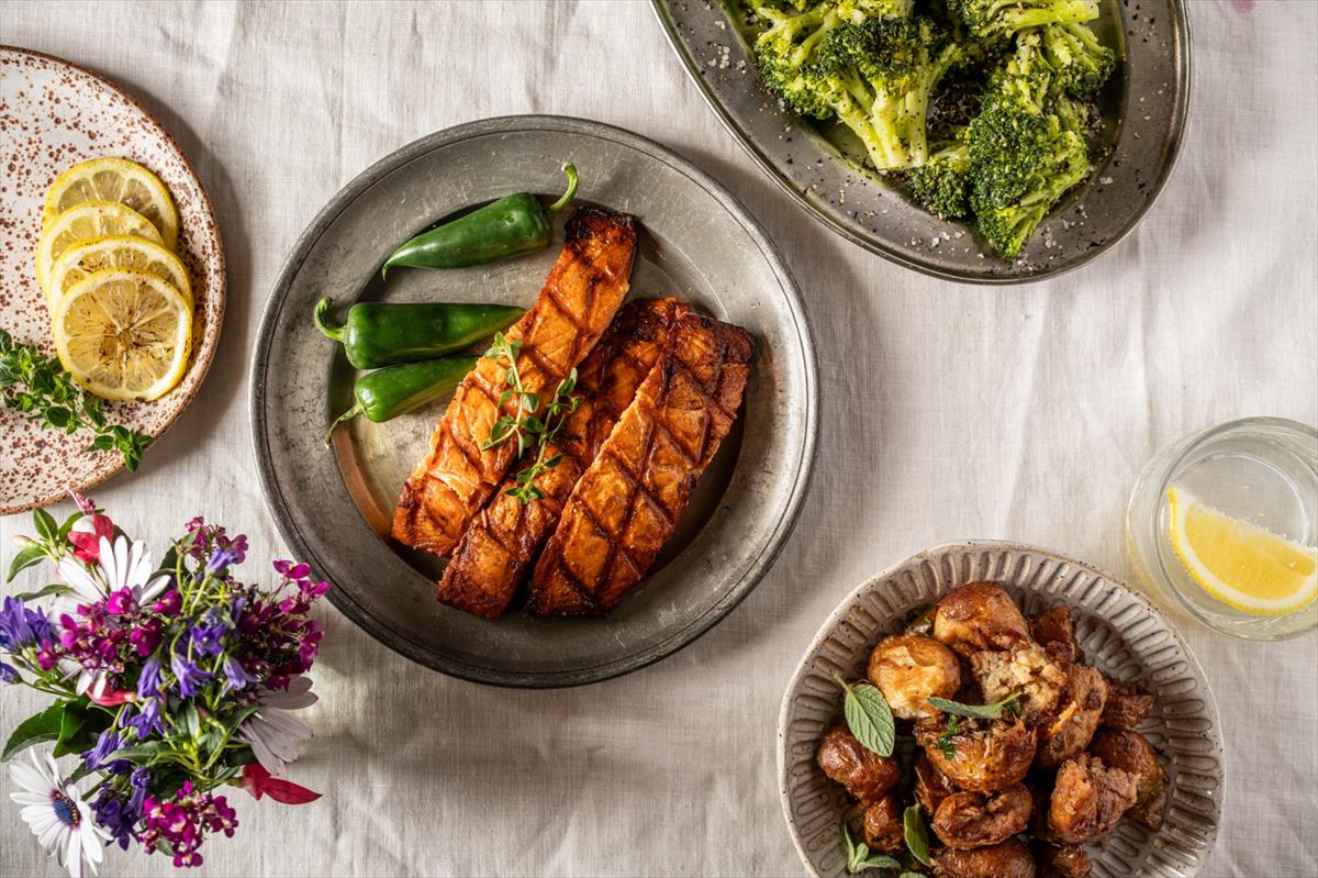 Grilled salmon fillet