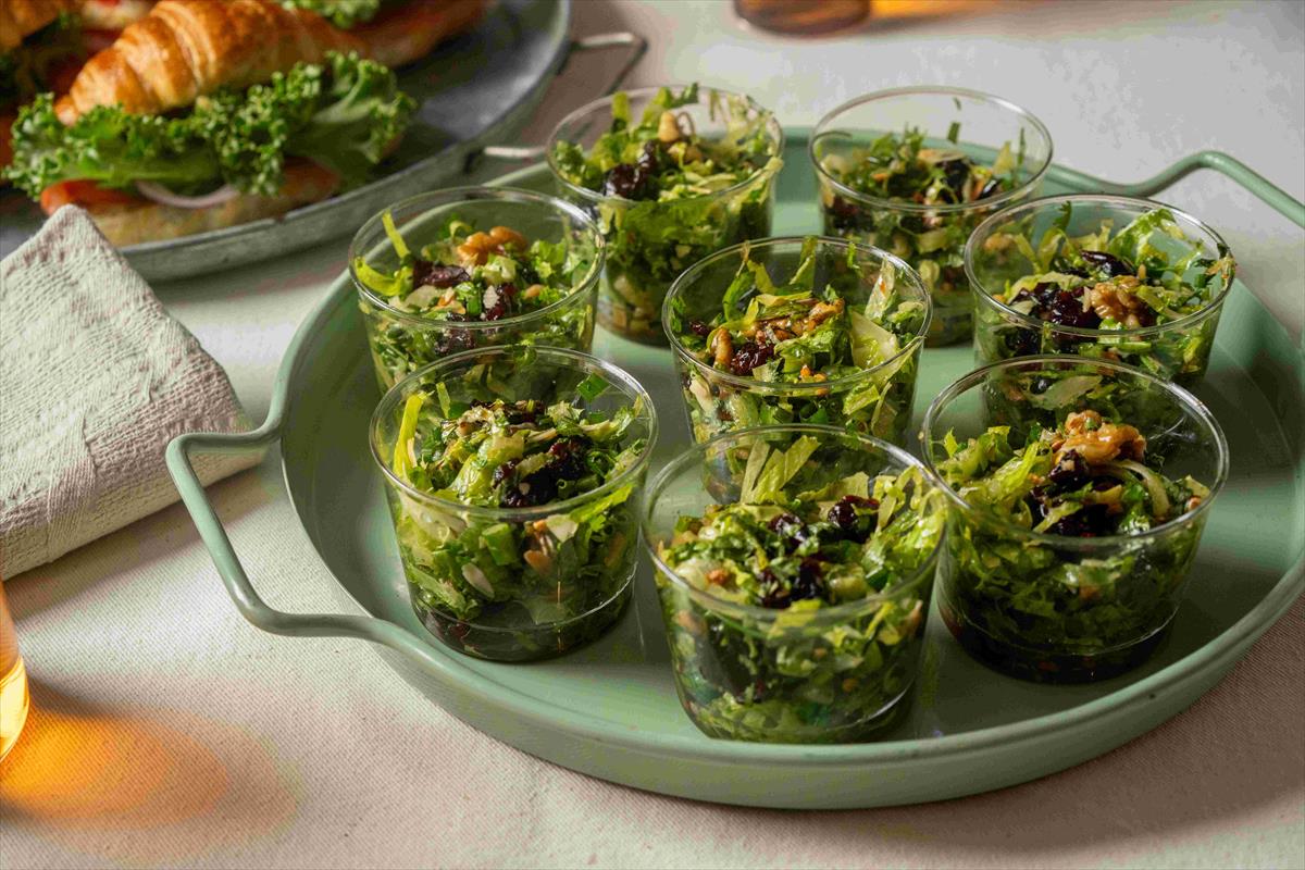 A tray of herbs & cranberries salad