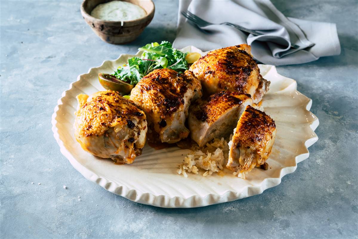 עופיון הבוסתן במילוי אורז ובצלים