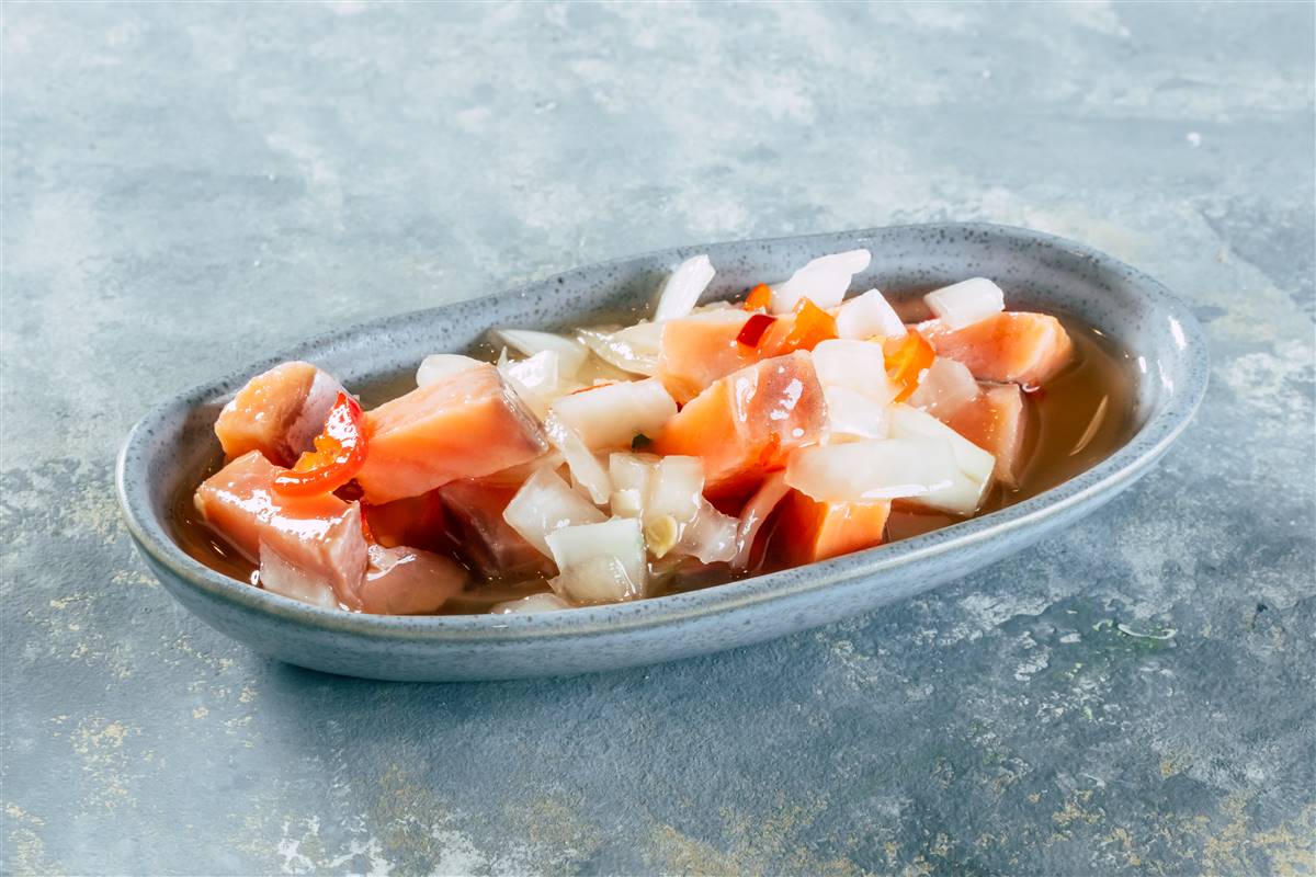 קוביות סלמון בעישון קר