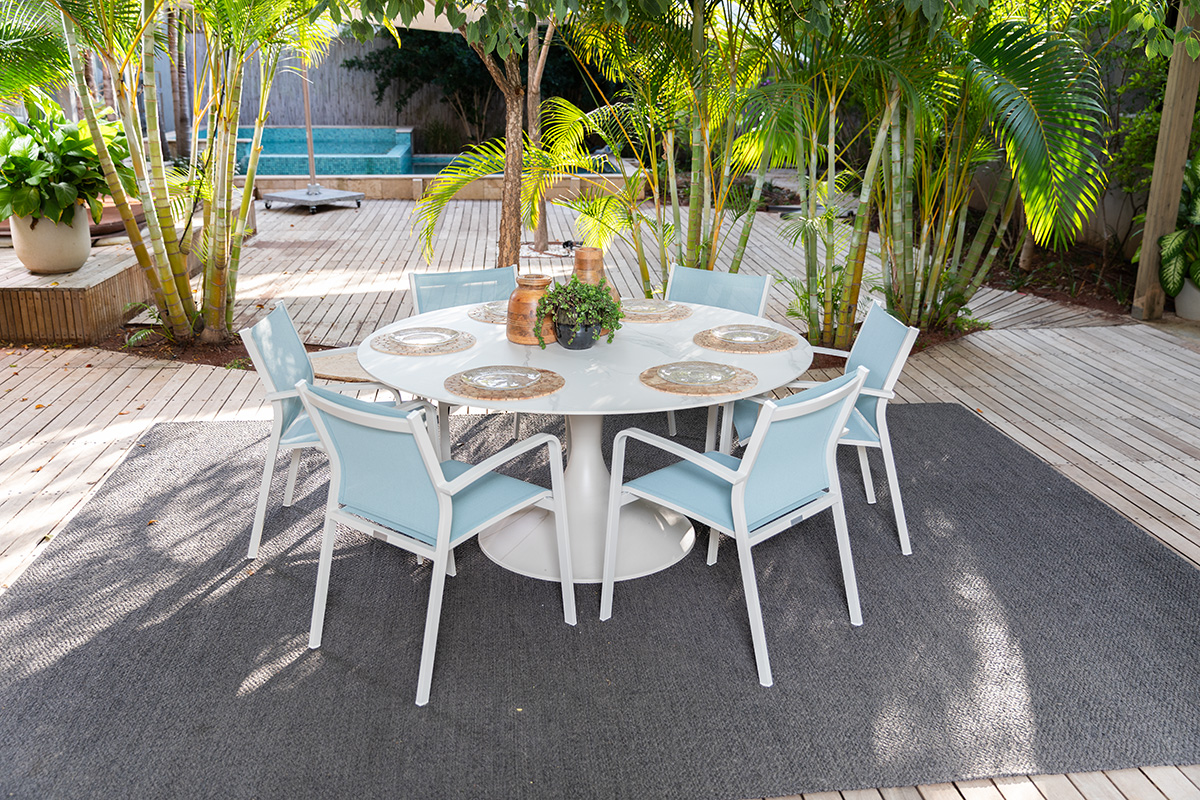 ורונה | שולחן עגול + 6 כסאות לואיס