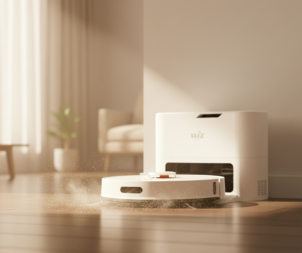 שואב רובוטי שוטף WIZ עם עמדת ריקון דגם WZ 601
