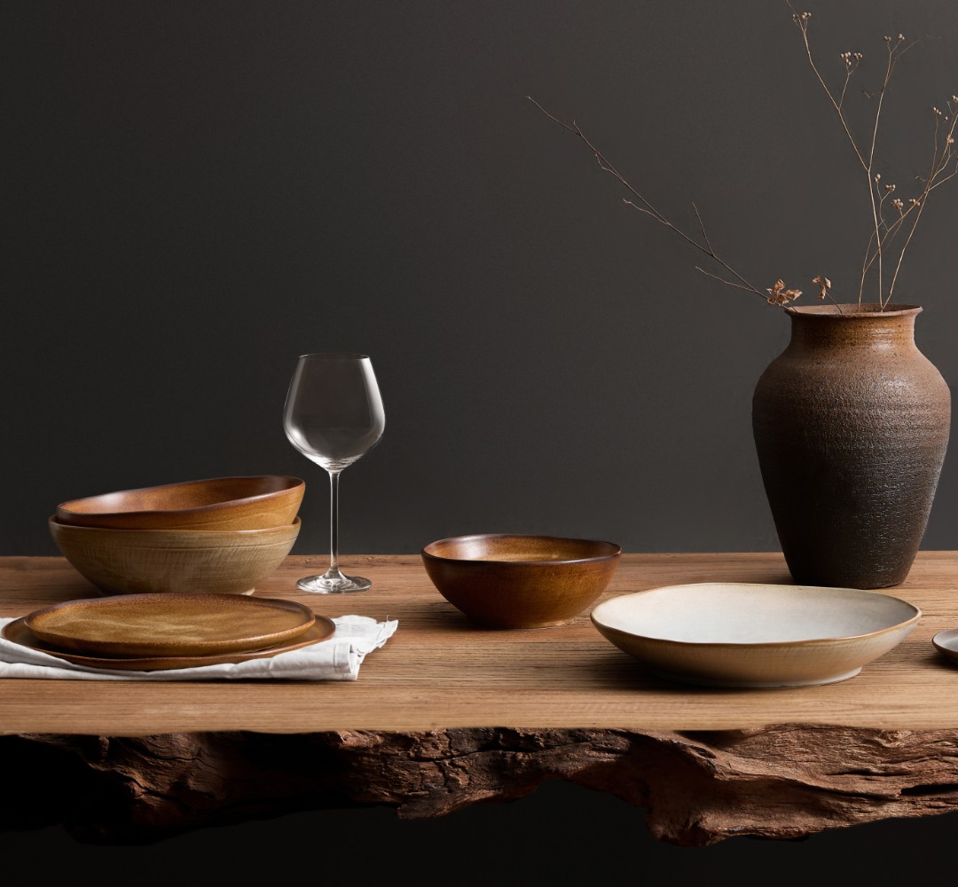 סדרת צלחות קרמיקה WoodFire