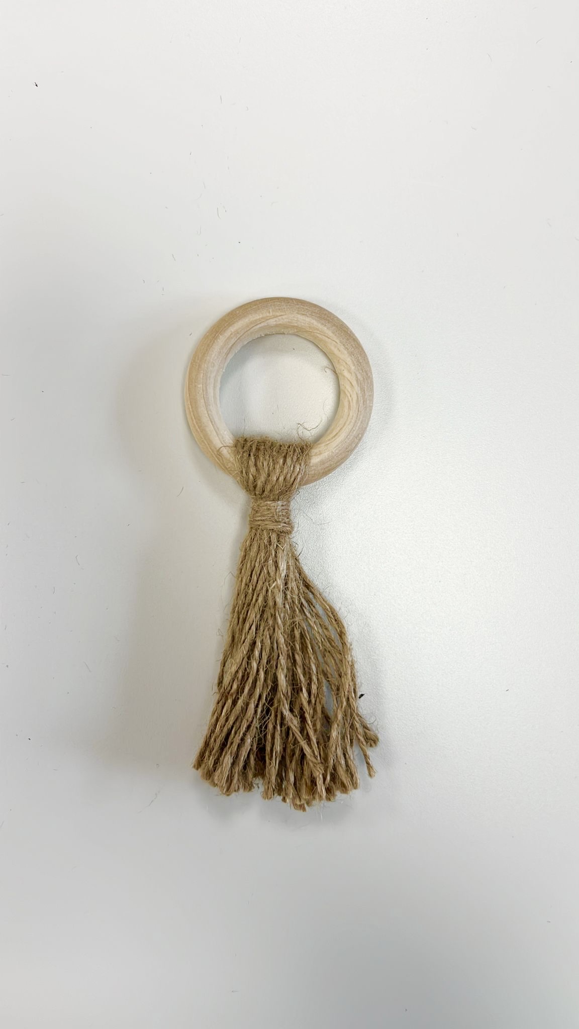 6 חבקים טבעת עץ עם חוטי יוטה