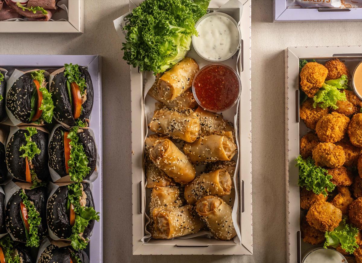 Mini crispy chicken phyllo rolls platter