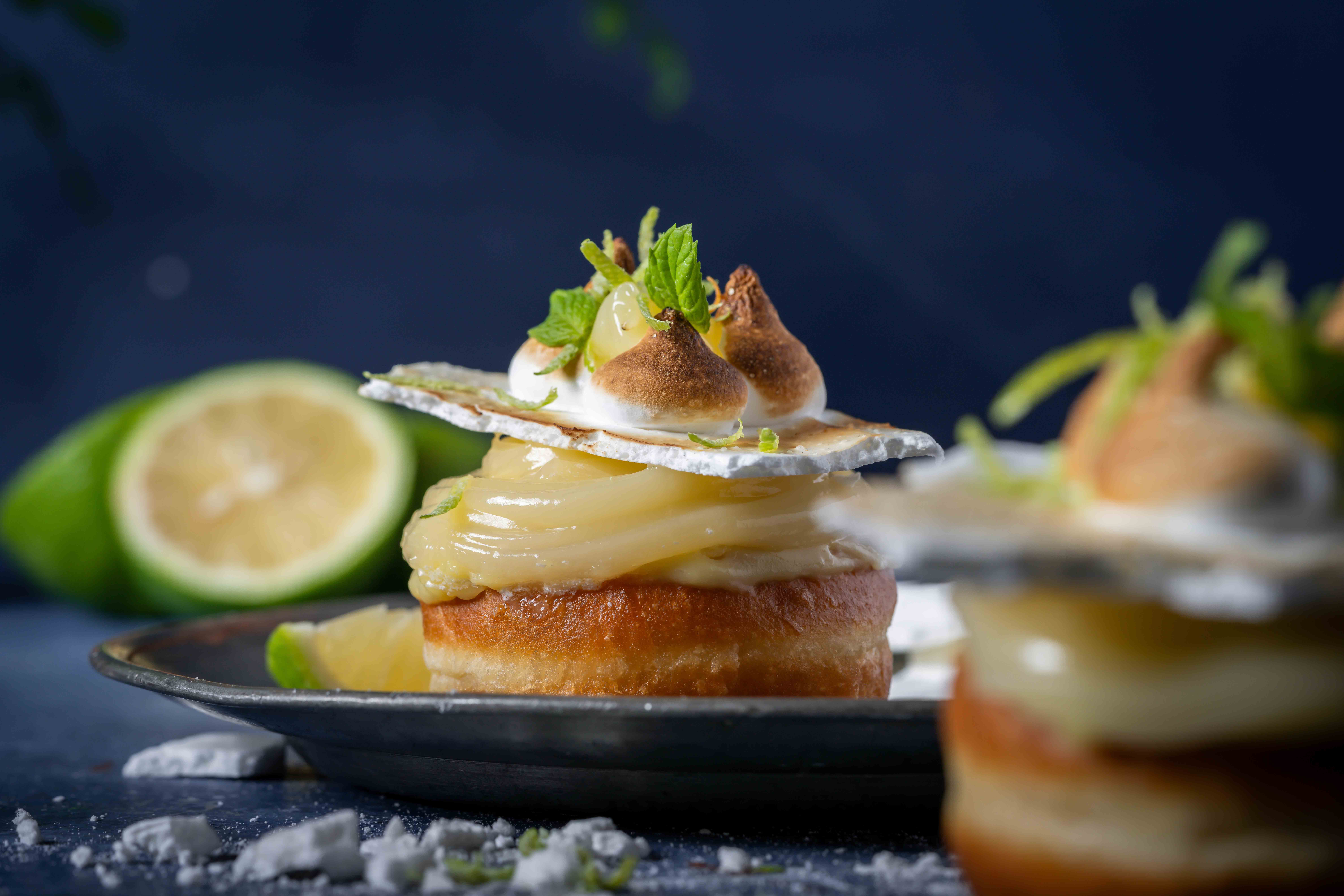 Lemon Mint And Meringue Donut