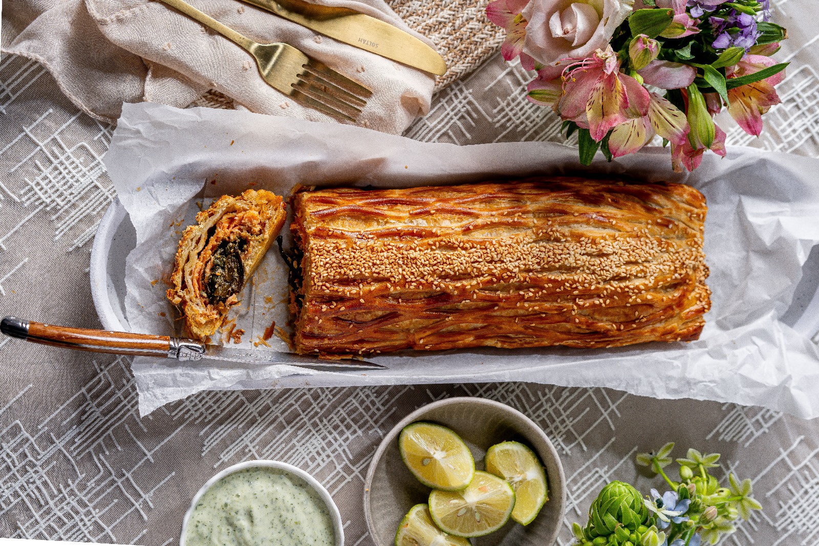 Salmon Wellington With Greens And Apples