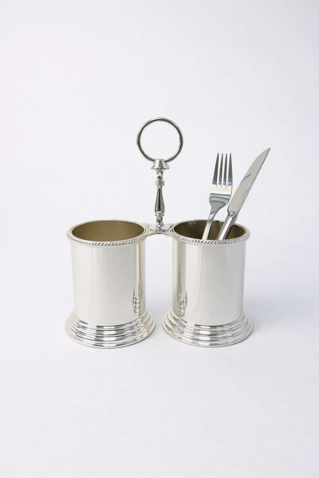 מגש כסף אליפסה עם ידיות