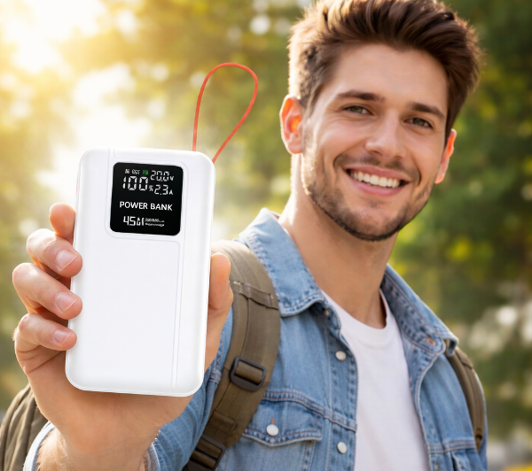 מטען 10000 mAh צבע לבן UNOMAS