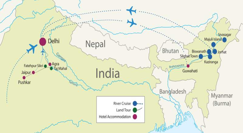 קסמי התרבות והטבע של צפון הודו: דתות, תרבויות ושייט בנהר ברהמפוטרה