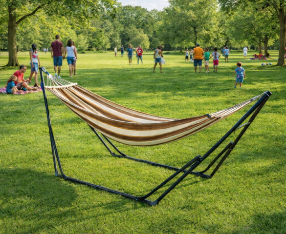 ערסל קמפינג בצבע פסים קרם ADVENTURE CAMP