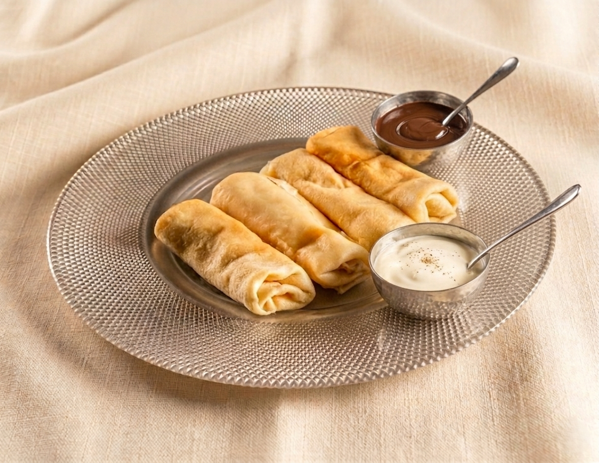 Chocolate & Cream Blintzes
