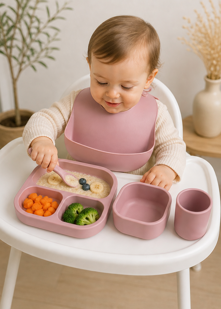 סט כלי אוכל 4 חל' מסיליקון  חדש מרובע -מסטיק