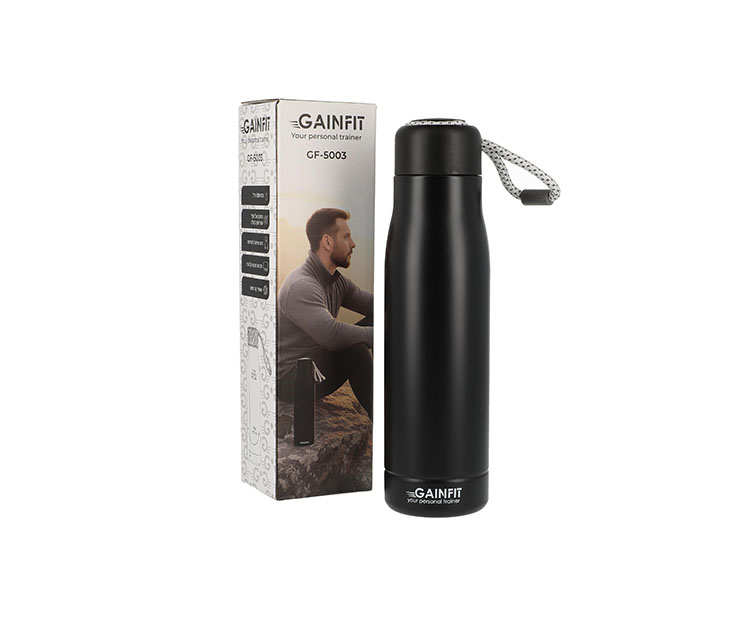 בקבוק שחור דופן כפולה ידית חבל 500 מ"ל GANIFIT