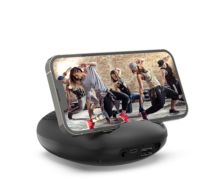 רמקול MONO עם תצוגה צבע שחור עם מעמד לנייד DJ SOUND דגם דגם DJ-15