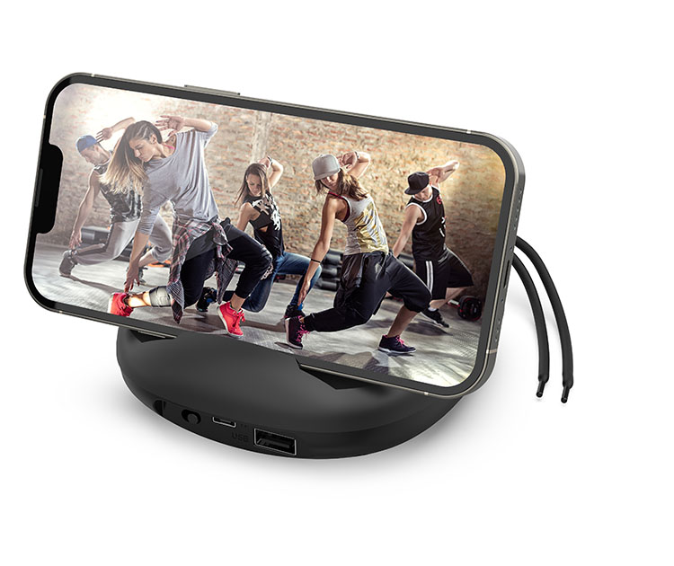 רמקול MONO עם תצוגה צבע שחור עם מעמד לנייד DJ SOUND דגם דגם DJ-15