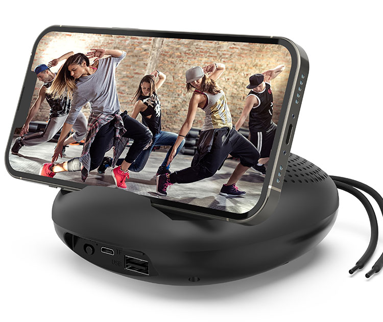 רמקול MONO עם תצוגה צבע שחור עם מעמד לנייד DJ SOUND דגם דגם DJ-15
