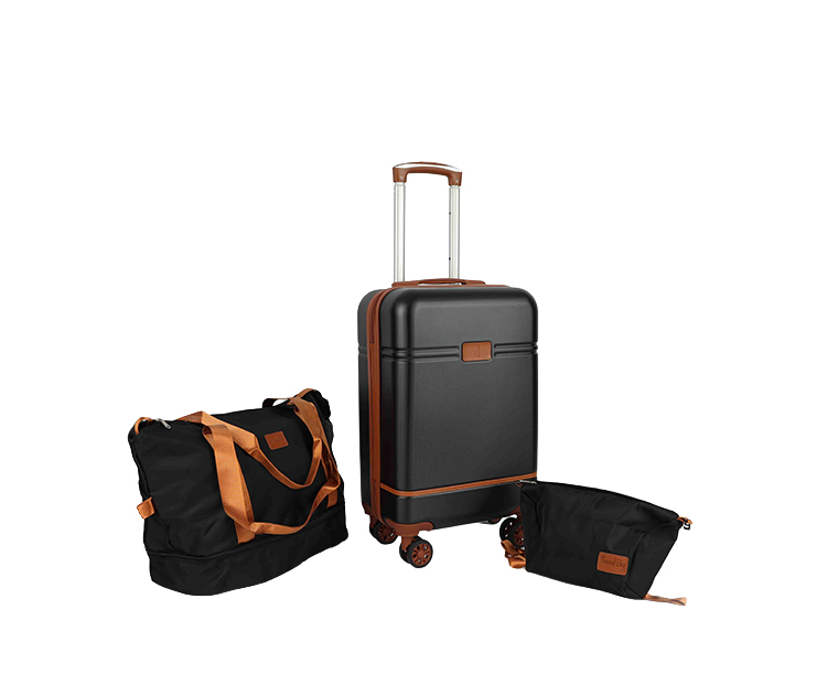 מזוודת טרולי 20 עם 2 תיקים צבע שחור TRAVEL SMART