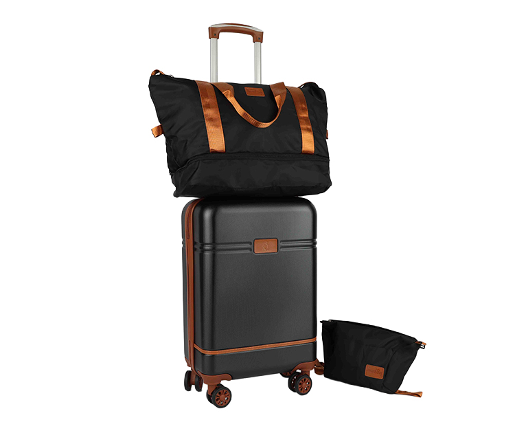 מזוודת טרולי 20 עם 2 תיקים צבע שחור TRAVEL SMART