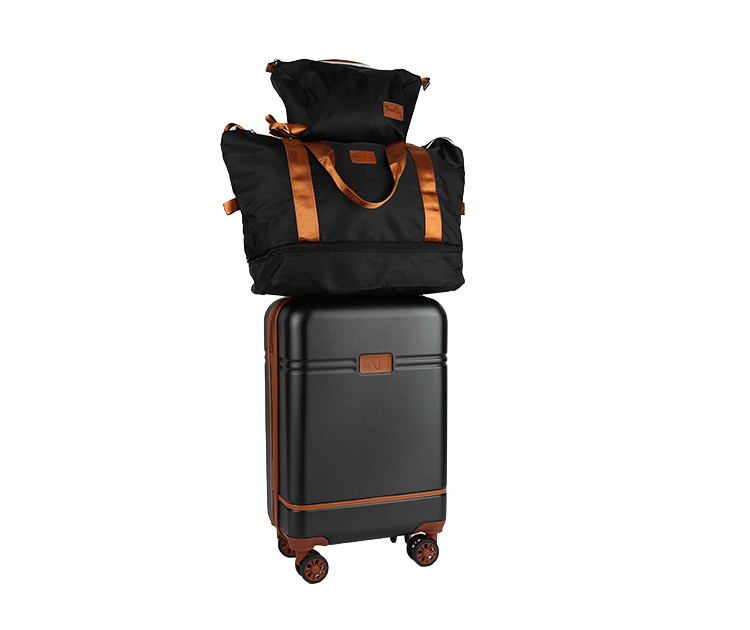 מזוודת טרולי 20 עם 2 תיקים צבע שחור TRAVEL SMART